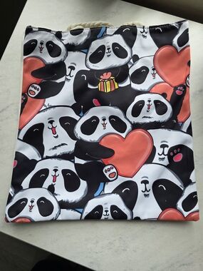 Playful Panda Heart Tote - Red & Black